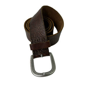 Classic Tan genuine leather belt with silver buckle